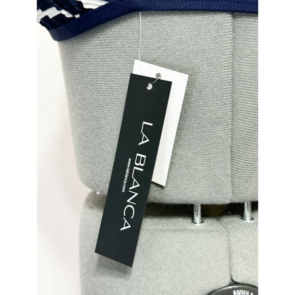 La Blanca NWT Sz 14 Indigo/Capri Stripe Rouched Halter Bikini Swimsuit Top - Picture 3 of 8